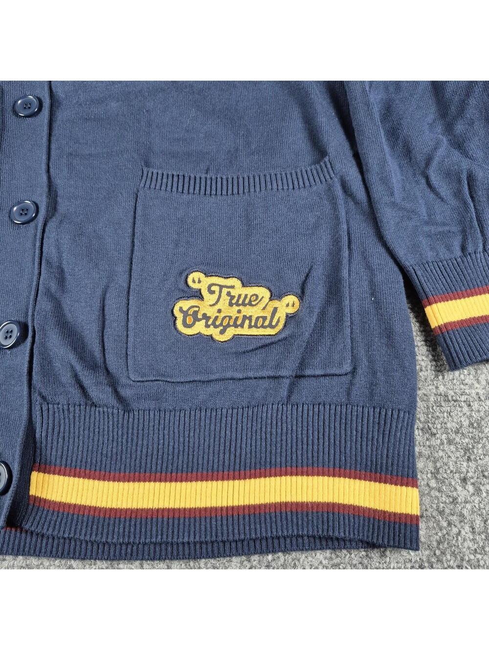 Disney Mickey Mouse Cardigan Sweater Mens 2XL Navy Blue Varsity Athletic 28 Y2K - Picture 7 of 9